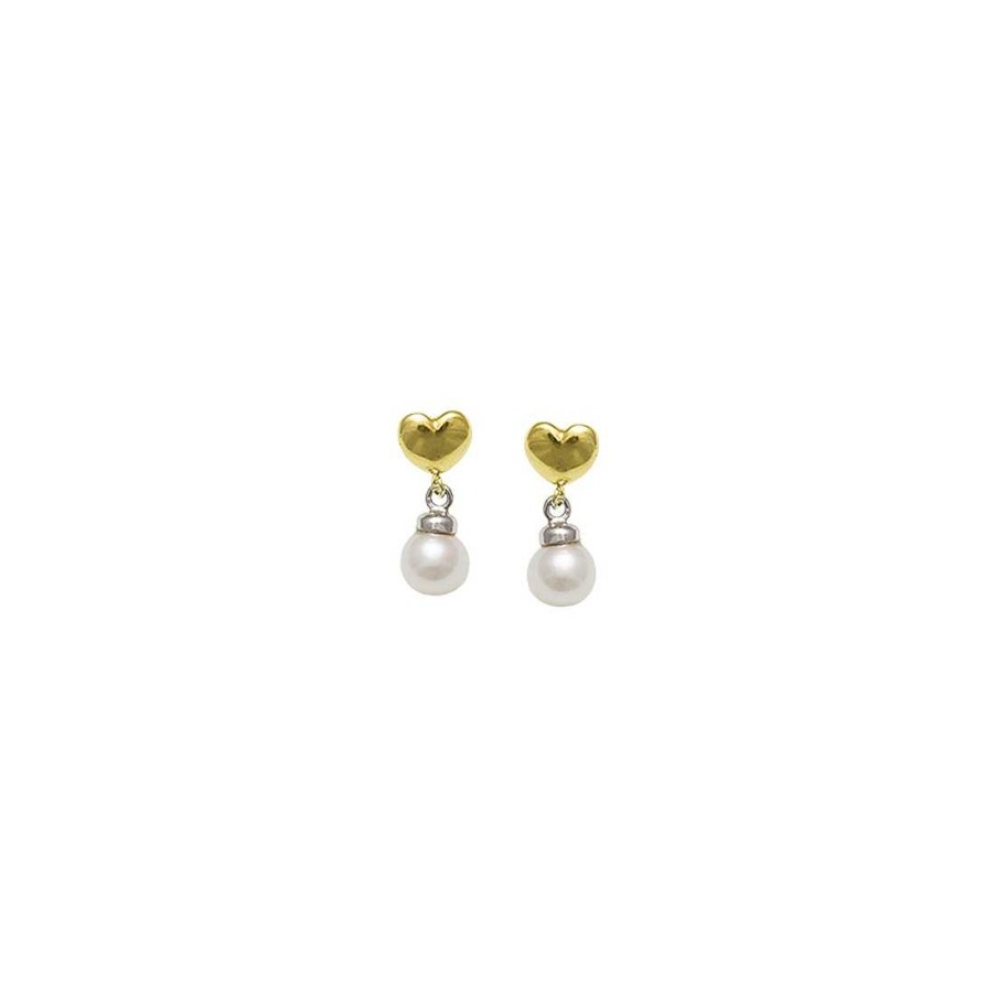 Joyer A En Oro Joya36 | Pendientes Bicolor En Oro De 9 Quilates Con Perla