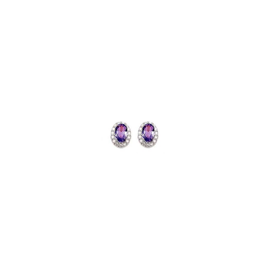 Joyer A Con Diamantes Joya36 | Pendientes En Oro Blanco Diamantes Y Amatista