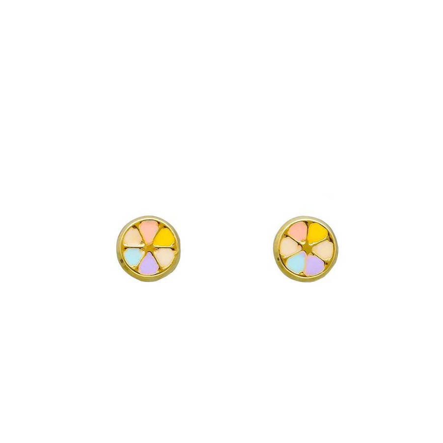 Joyer A En Oro Joya36 | Pendientes Infantiles C Rculo Multicolor