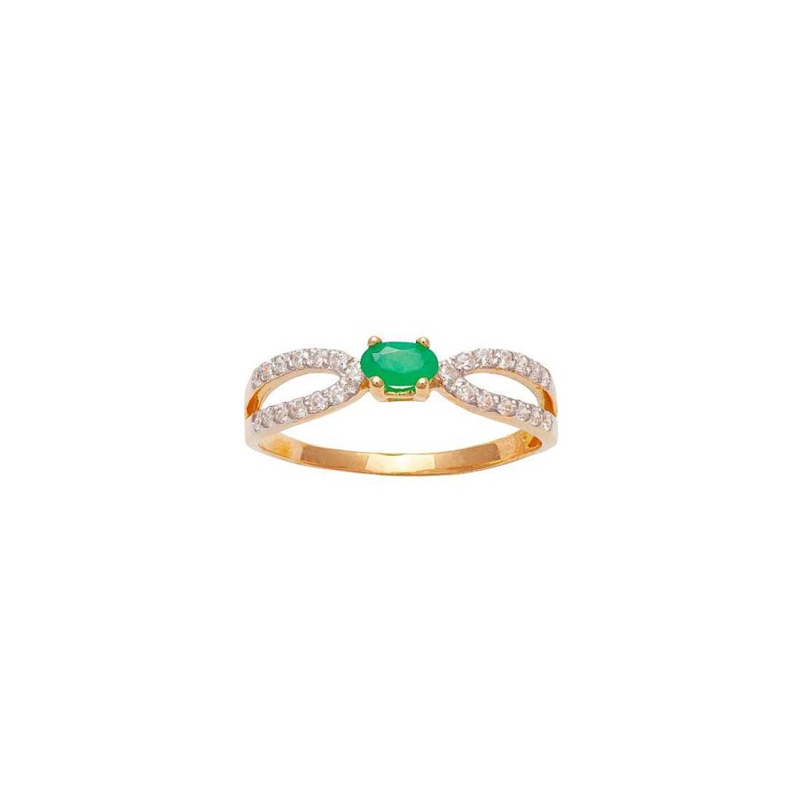 Joyer A En Oro Joya36 | Anillo En Oro Circonita Verde