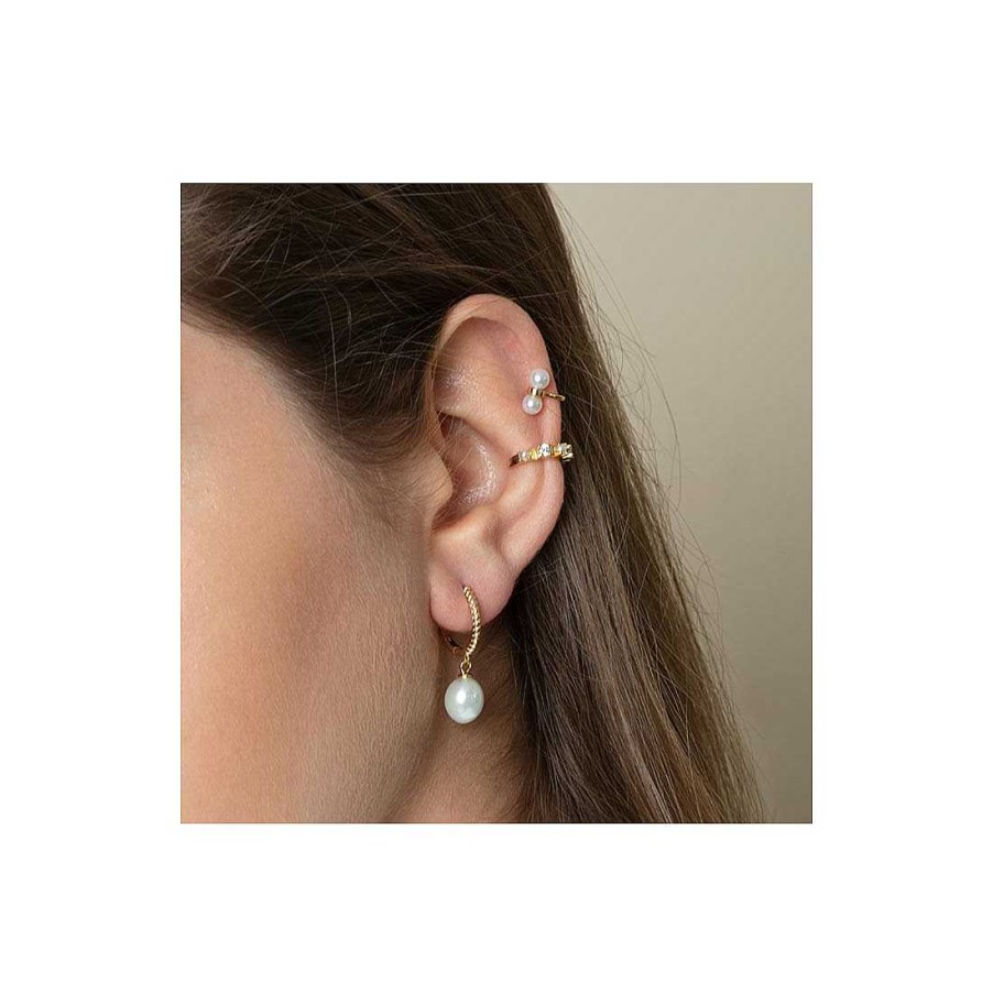 Joyer A En Plata Joya36 | Pendiente Ear Cuff En Plata Con Perla