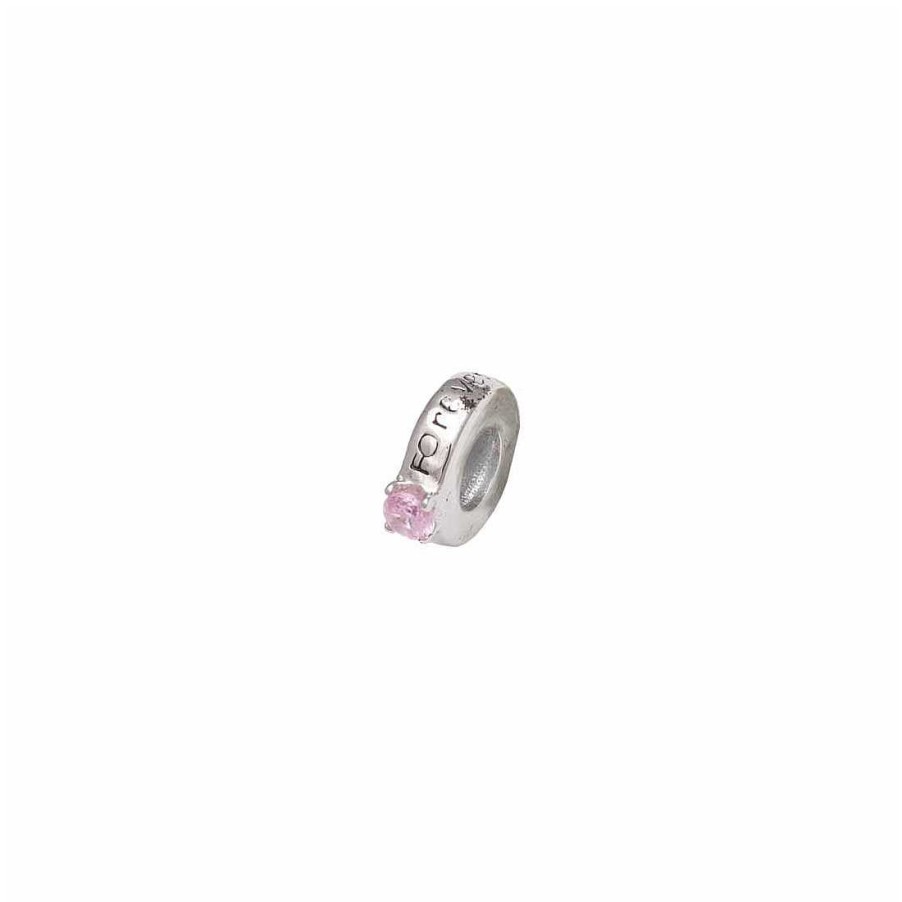 Joyer A En Plata Joya36 | Charm Circonita Rosa Y Frase "My Love Forever"