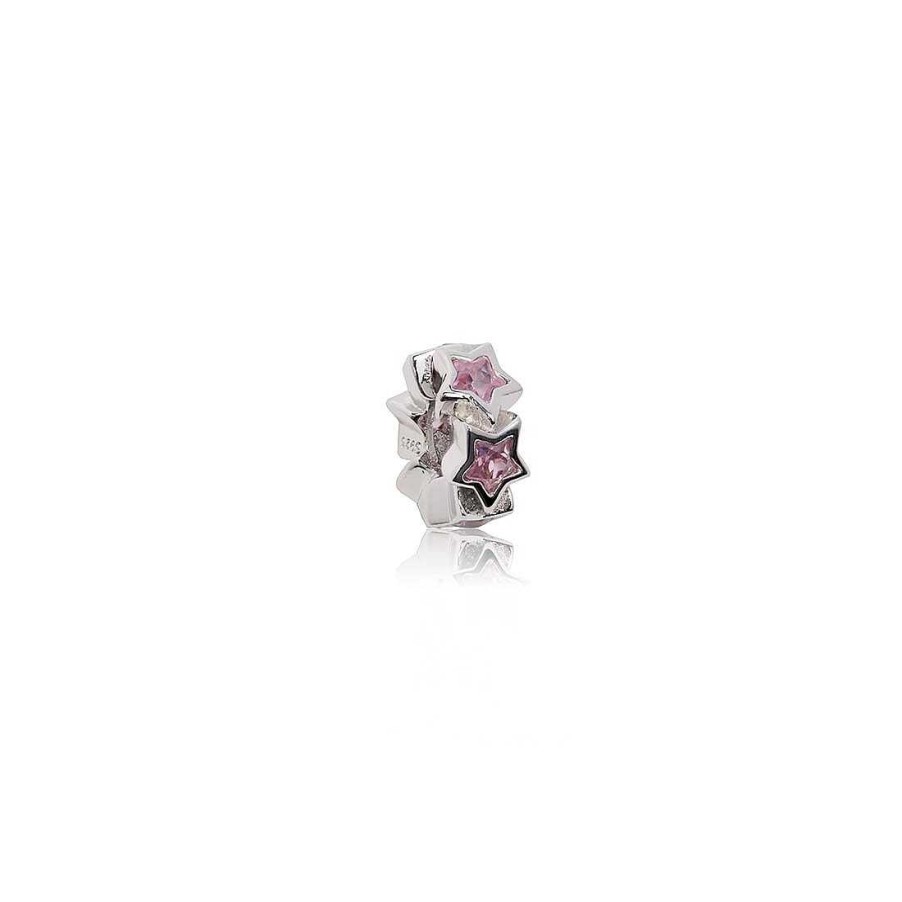 Joyer A En Plata Joya36 | Charm Para Pulsera Estrella Rosa