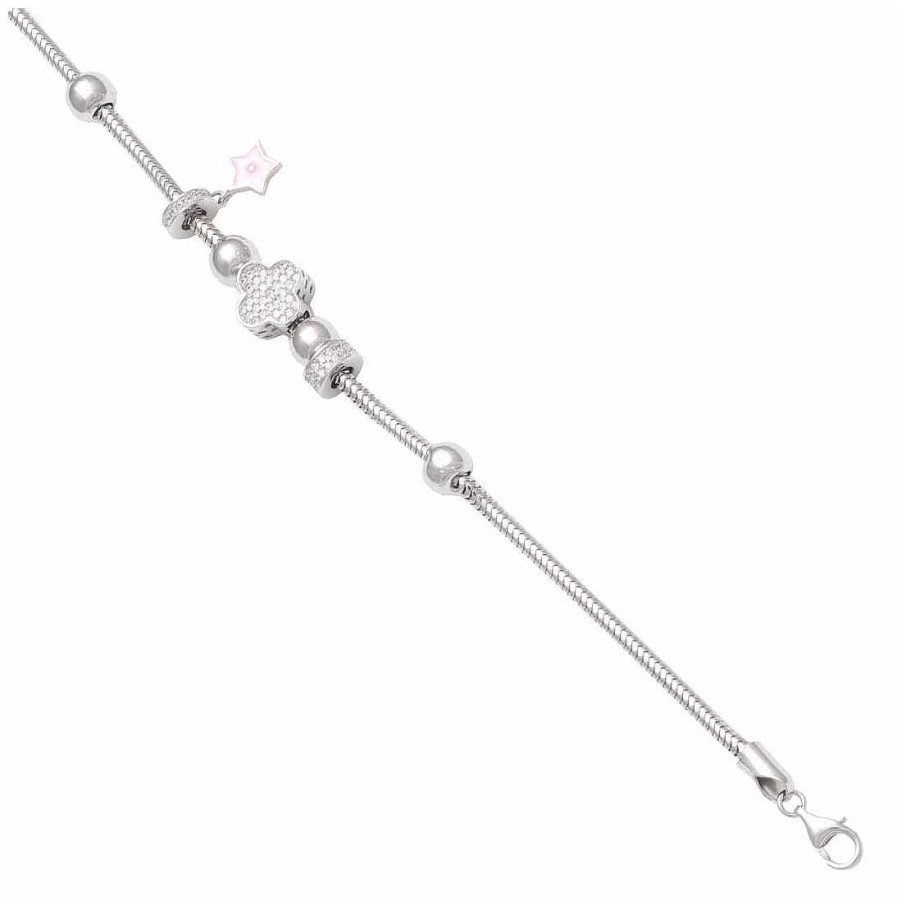 Joyer A En Plata Joya36 | Charm Forma Tr Bol Y Estrella Rosa