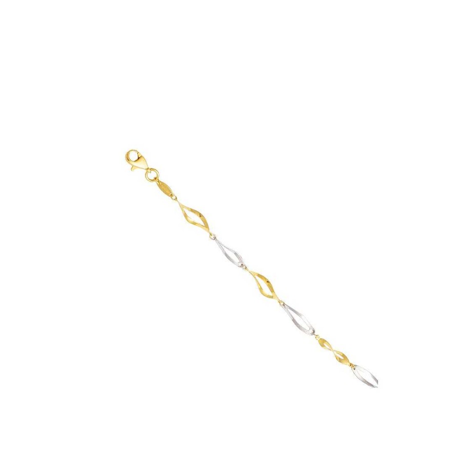 Joyer A En Oro Joya36 | Pulsera En Oro Bicolor Ondas