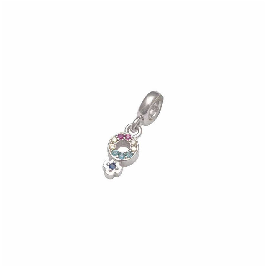 Joyer A En Plata Joya36 | Charm S Mbolo Mujer Y Circonitas De Colores