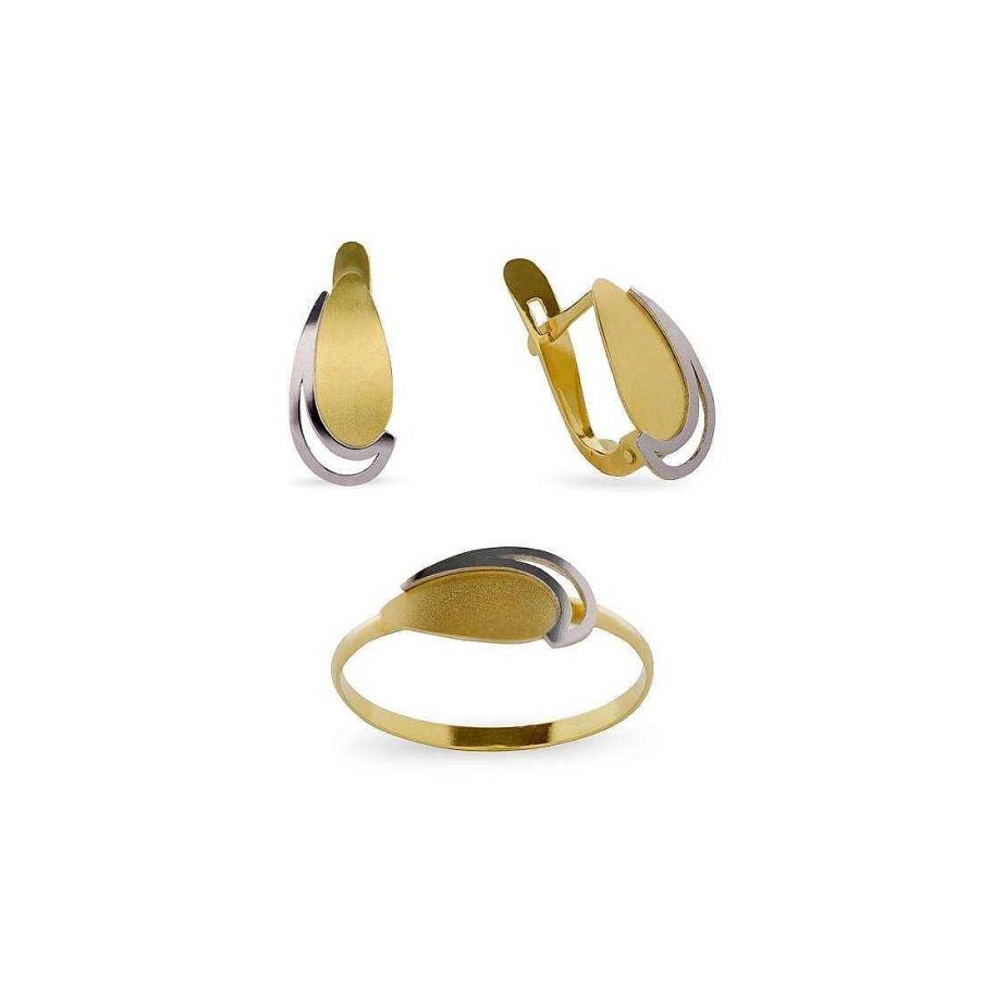 Joyas Infantiles Joya36 | Juego De Anillo Y Pendientes Comunion En Oro 18 Qt