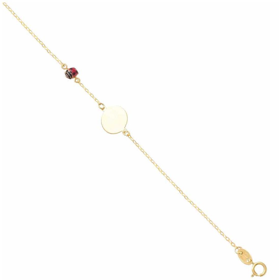 Joyas Infantiles Joya36 | Pulsera En Oro Con Chapa Y Mariquita