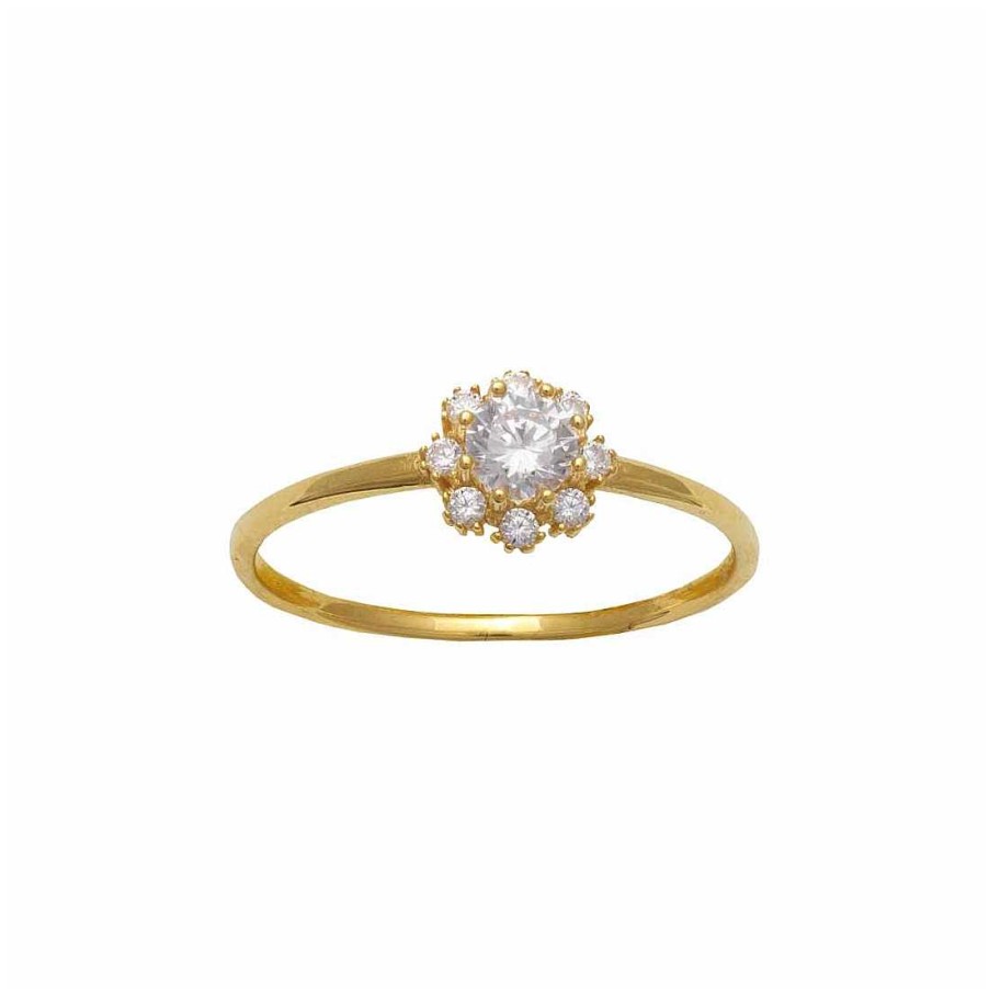 Joyer A En Oro Joya36 | Anillo En Oro Circonita Forma Flor