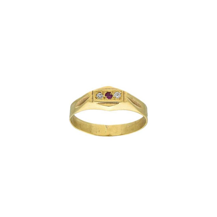 Joyas Infantiles Joya36 | Anillo Infantil Oro Tres Circonitas Centrales