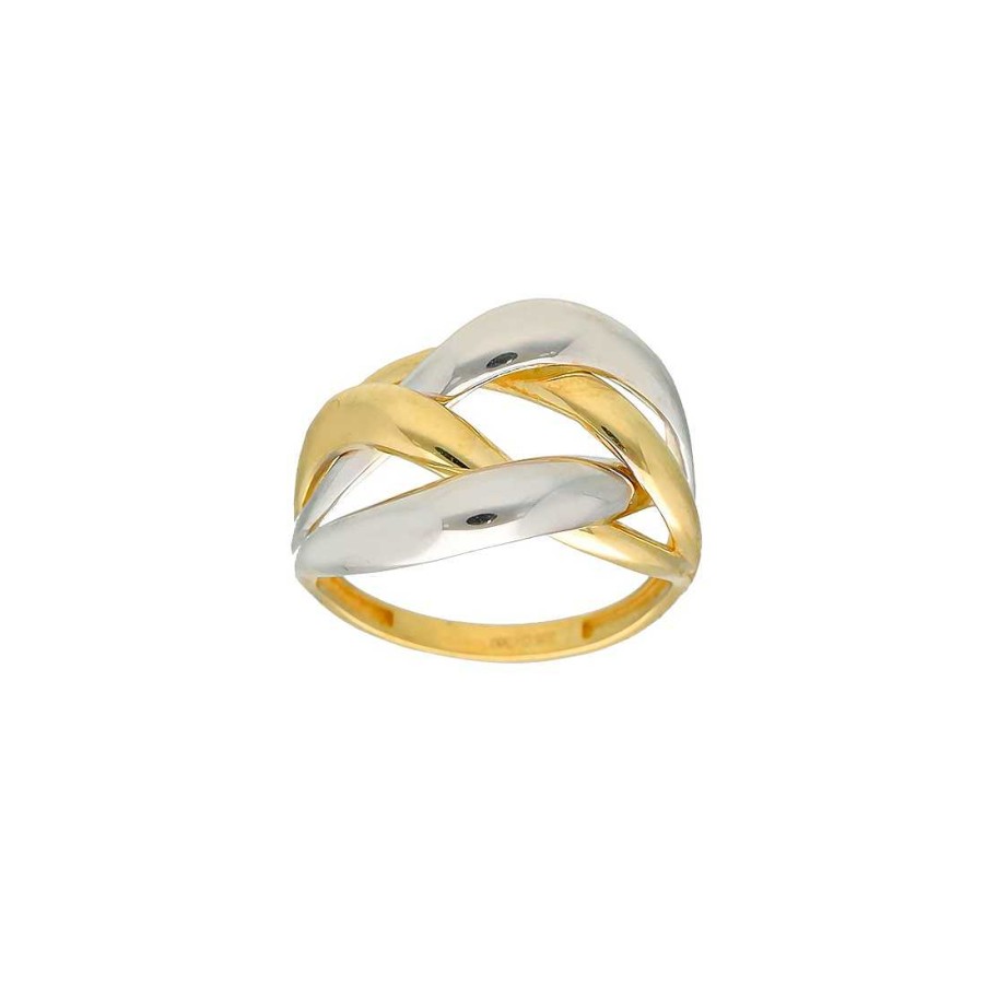 Joyer A En Oro Joya36 | Anillo Oro Bicolor Trenza Calado