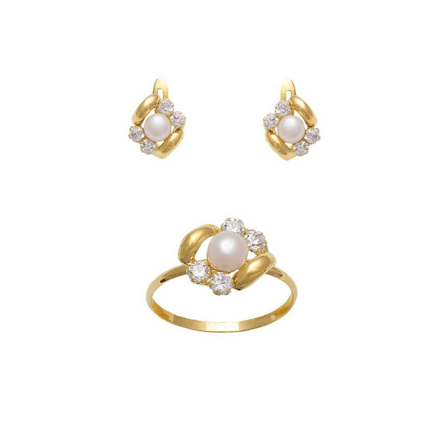 Joyas Infantiles Joya36 | Conjunto En Oro De Pendientes Y Anillo