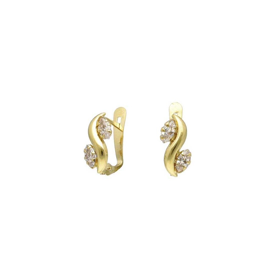 Joyer A En Oro Joya36 | Pendientes Oro Forma S Circonitas