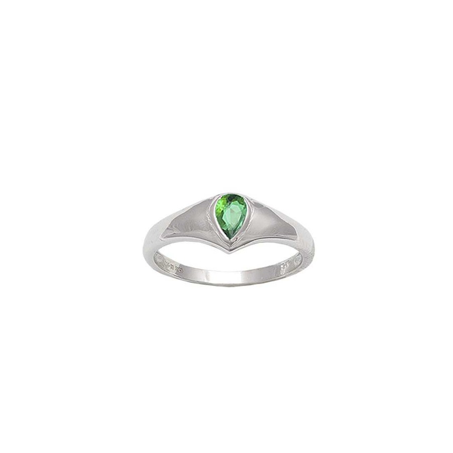 Joyer A En Plata Joya36 | Anillo Con Circonita Verde Ovalada