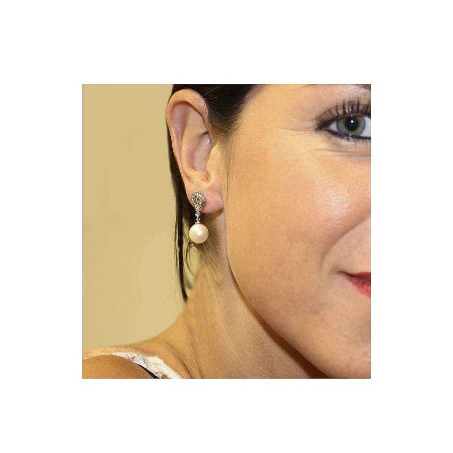 Joyer A Con Diamantes Joya36 | Pendientes En Oro Blanco Con Perlas Y Diamantes