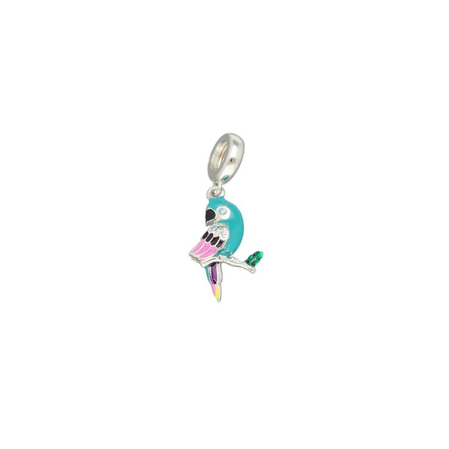 Joyer A En Plata Joya36 | Charm Para Pulsera Loro Verde