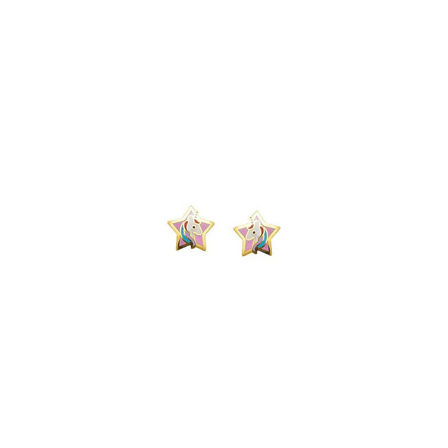 Joyas Infantiles Joya36 | Pendientes En Oro Forma Estrella Unicornio