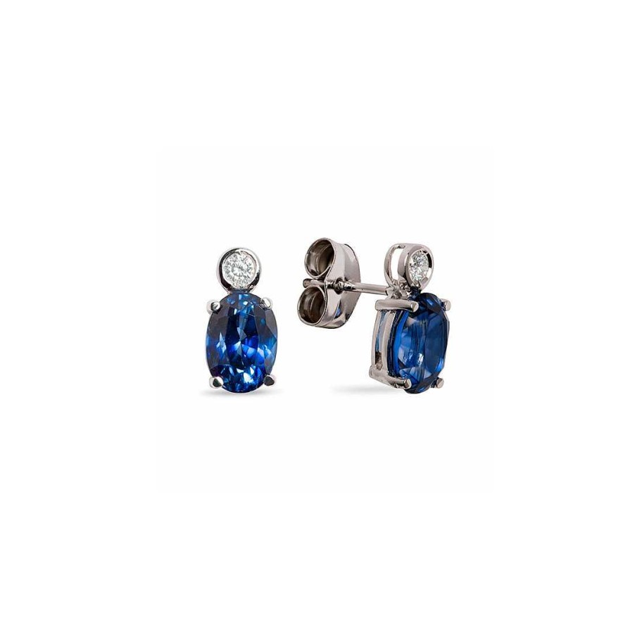 Joyer A Con Diamantes Joya36 | Pendientes En Oro Con Diamante Y Zafiro