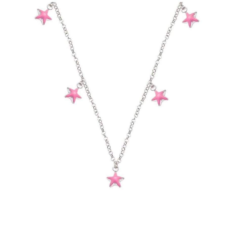 Joyas Infantiles Joya36 | Gargantilla En Plata Estrellas Rosas