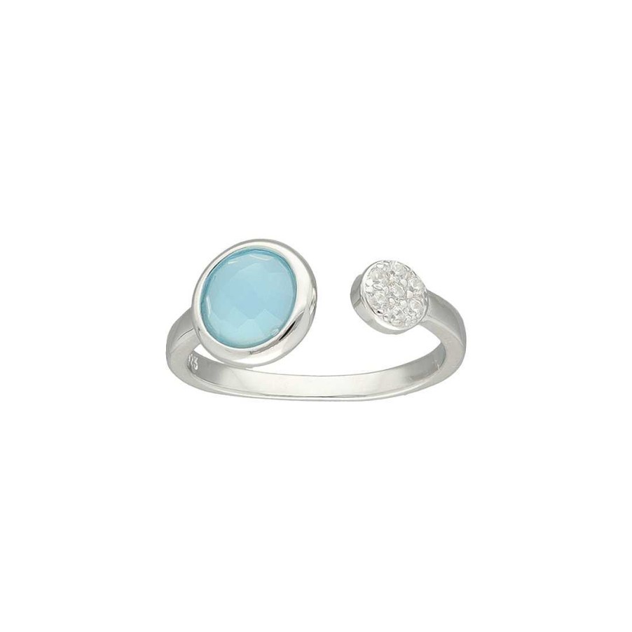 Joyer A En Plata Joya36 | Anillo Plata Circulo Circonita Azul