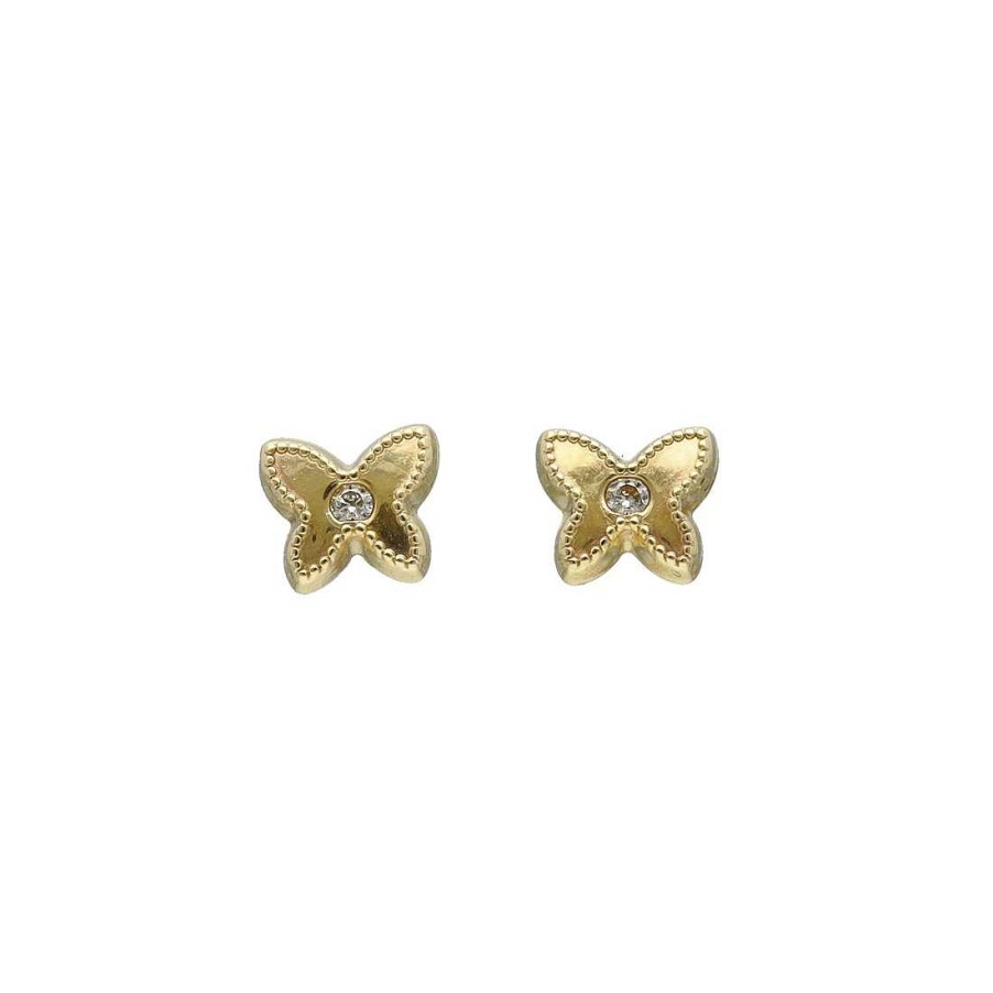 Joyas Infantiles Joya36 | Pendientes Infantiles Oro Mariposa Circonita