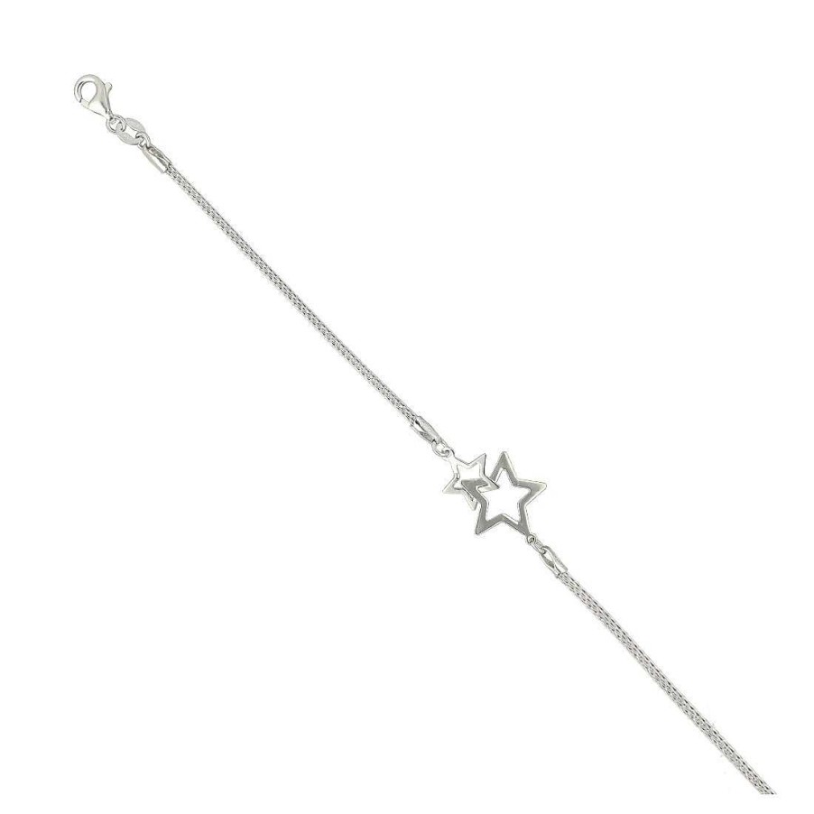 Joyer A En Plata Joya36 | Pulsera Plata Estrellas Entrelazadas