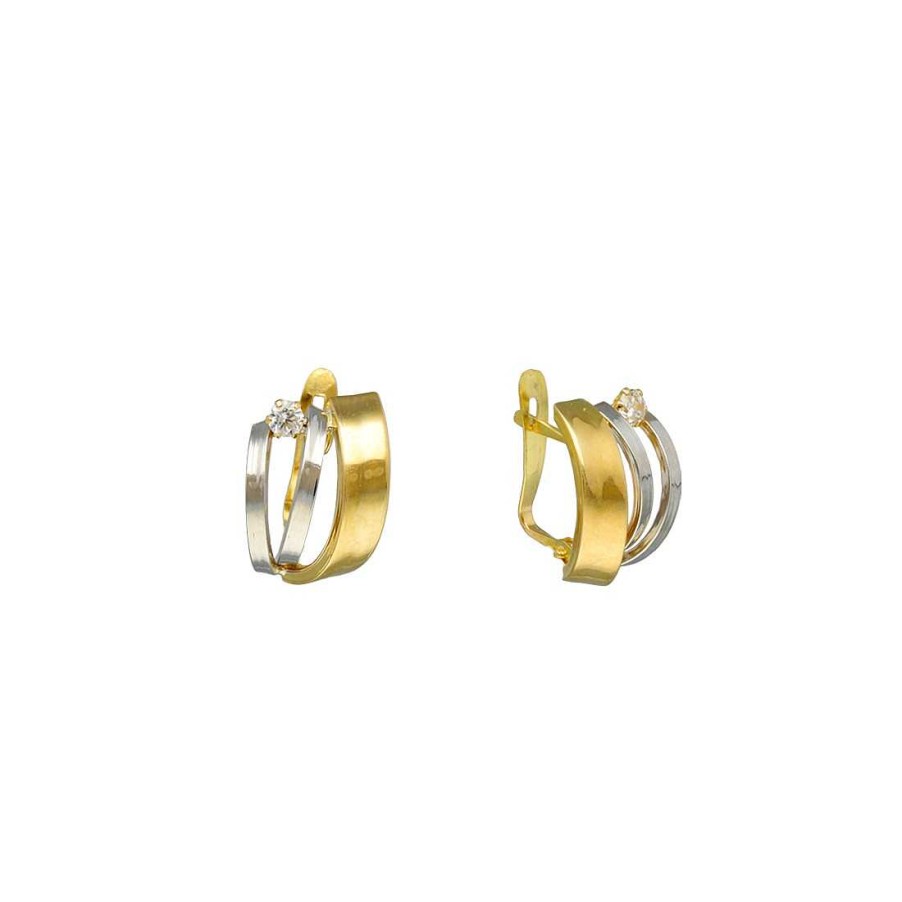 Joyer A En Oro Joya36 | Pendientes En Oro Bicolor Con Circonita