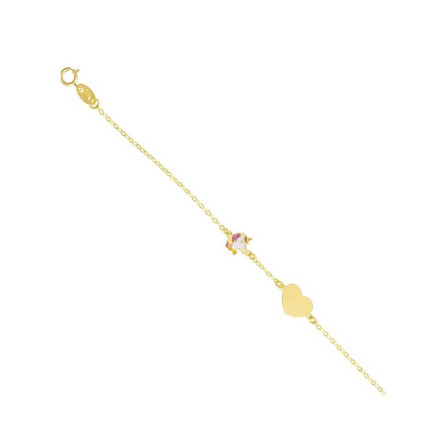 Joyas Infantiles Joya36 | Pulsera Infantil Unicornio En Oro De 18 Quilates