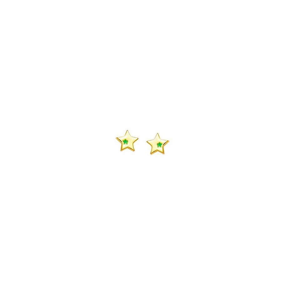 Joyas Infantiles Joya36 | Pendientes Estrellas Detalle Verde