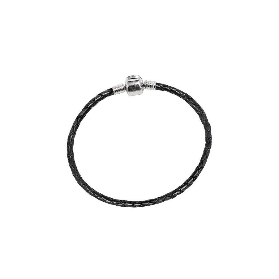 Joyer A En Plata Joya36 | Pulsera Para Charms Piel Negra