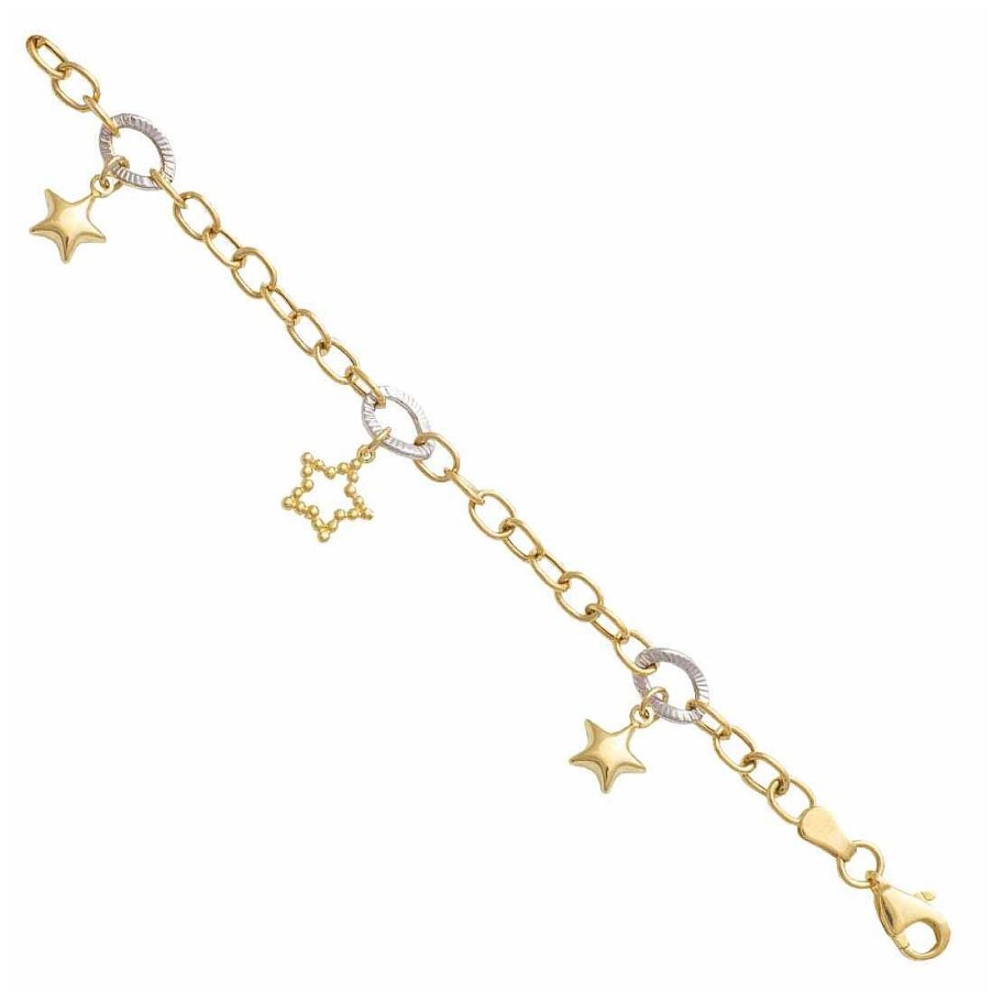 Joyer A En Oro Joya36 | Pulsera En Oro Bicolor De Estrellas