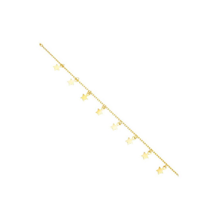 Joyer A En Plata Joya36 | Pulsera En Plata Dorada Estrellas