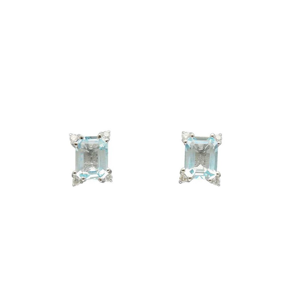 Joyer A Con Diamantes Joya36 | Pendientes En Oro Con Aguamarina Y Diamantes