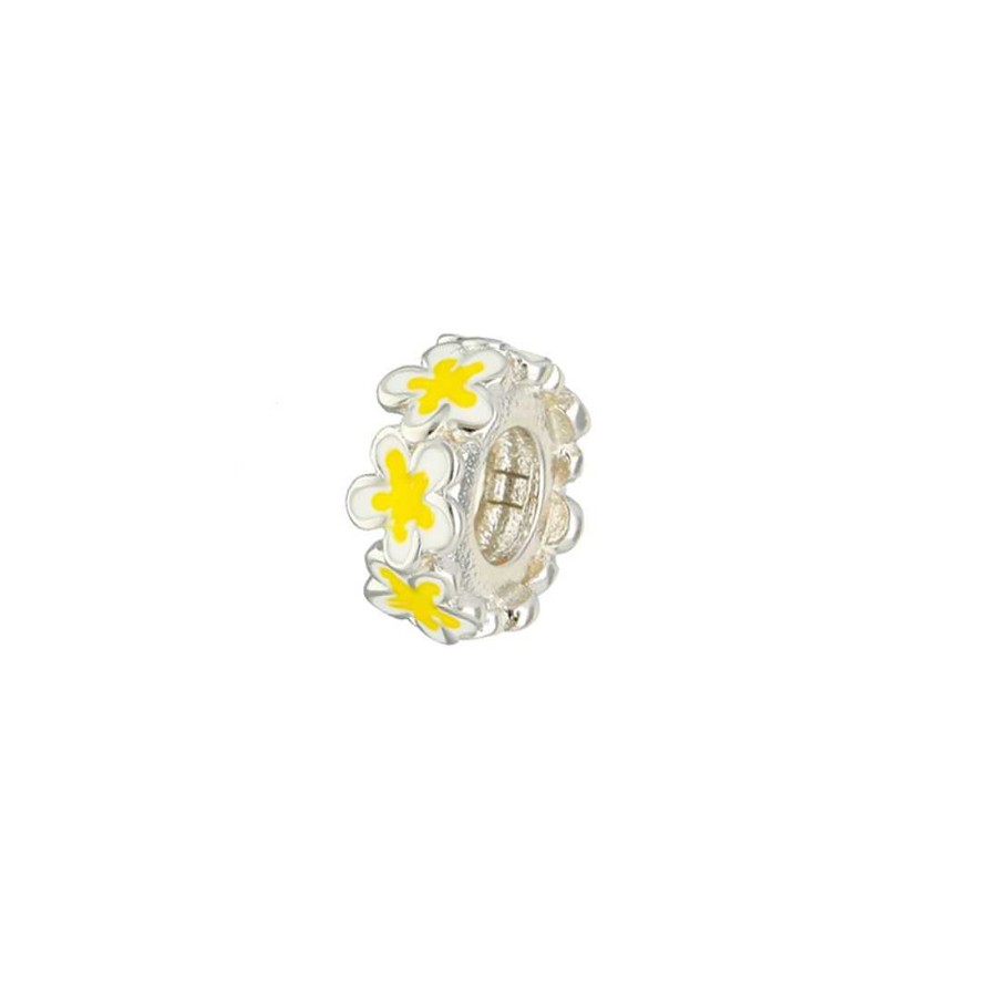 Joyer A En Plata Joya36 | Charm Para Pulsera Con Flores Amarillas