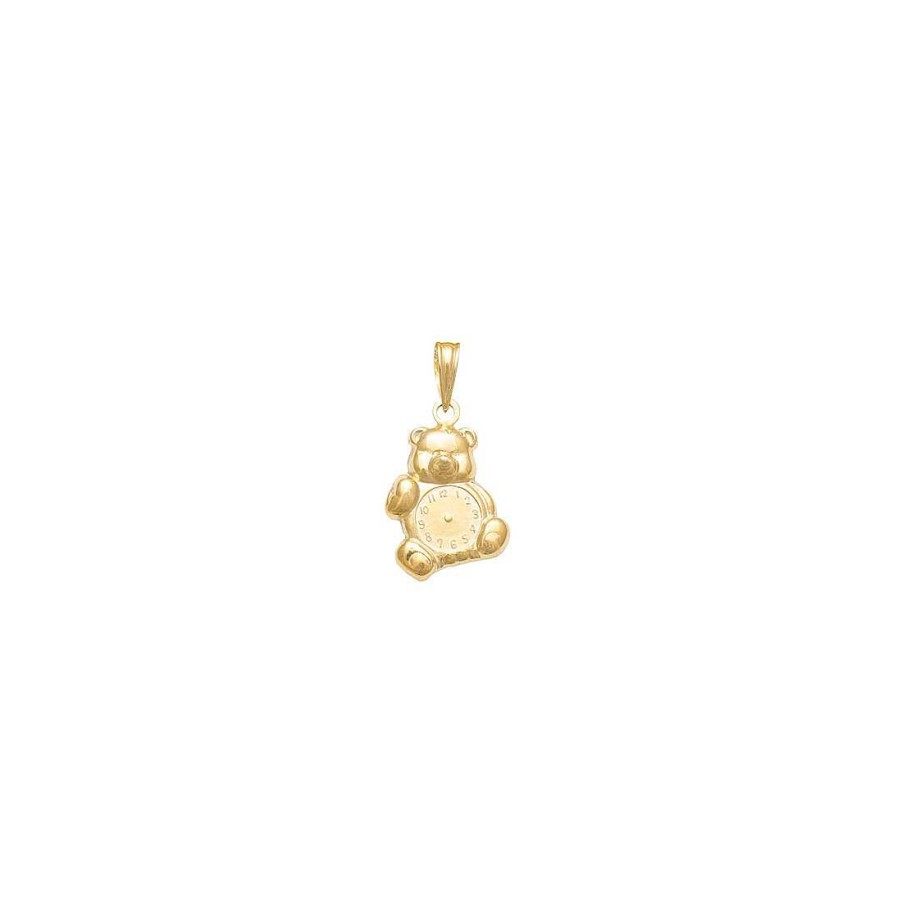 Joyas Infantiles Joya36 | Medalla En Oro De 9 Quilates Con Oso Y Reloj