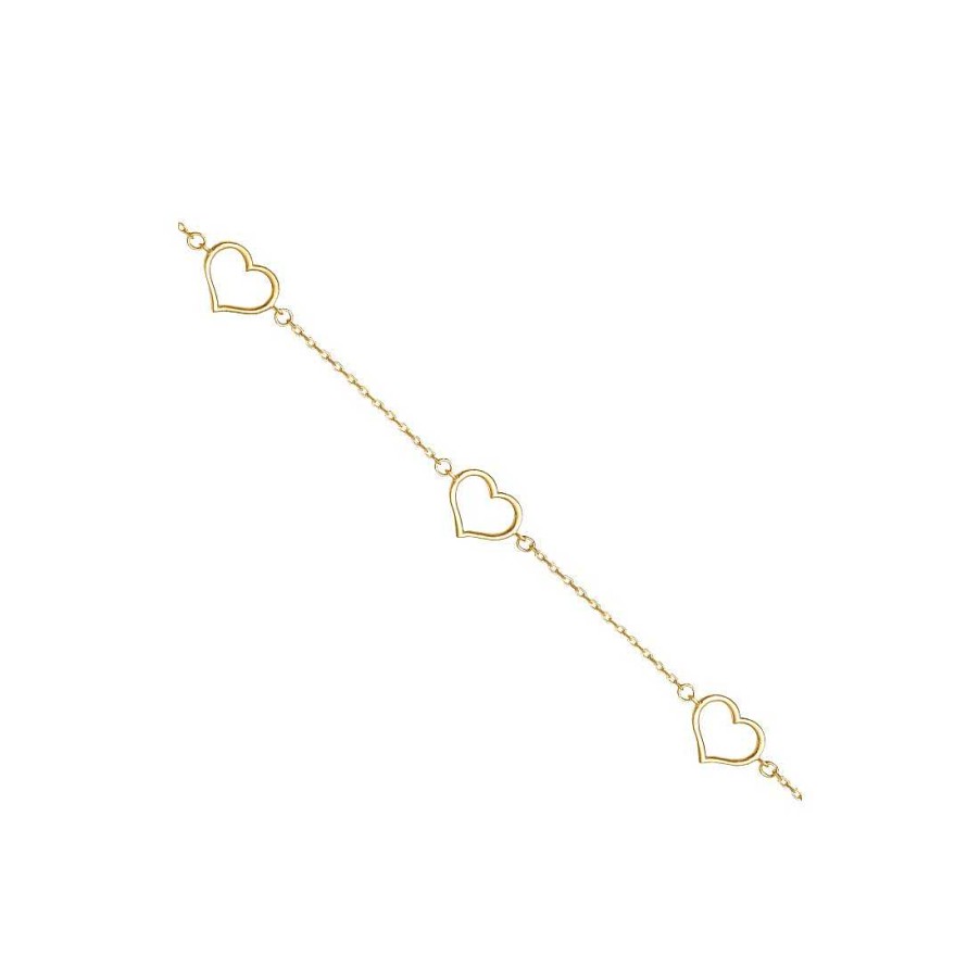 Joyer A En Oro Joya36 | Pulsera En Oro De 9 Quilates Con Corazones