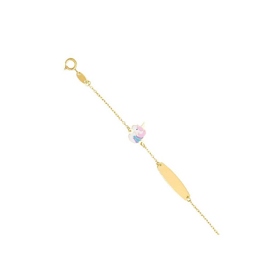 Joyas Infantiles Joya36 | Pulsera Infantil Esclava Unicornio En Oro