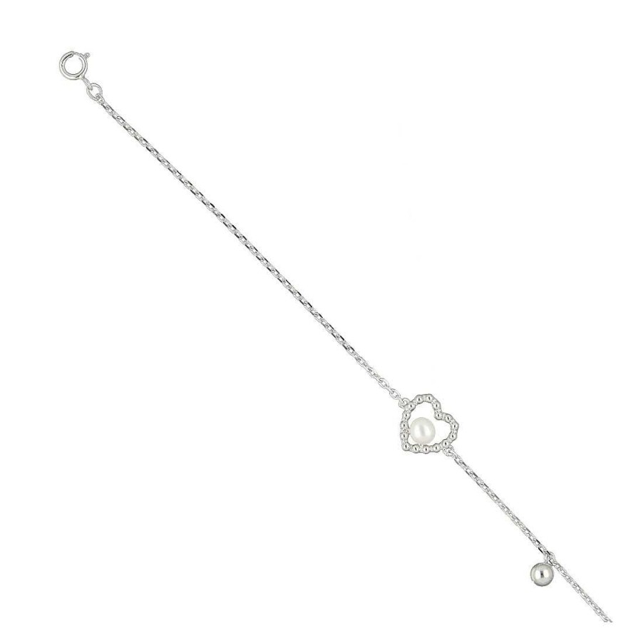 Joyer A En Plata Joya36 | Pulsera Plata Coraz N Perla