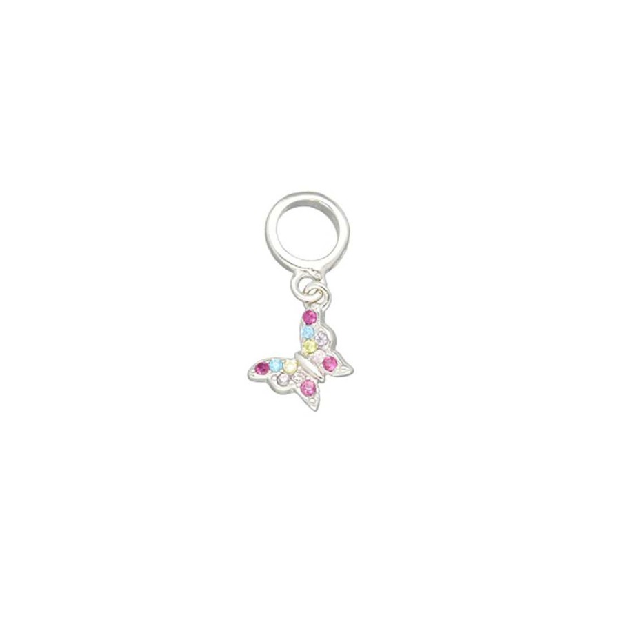 Joyer A En Plata Joya36 | Charm Para Pulsera Mariposa De Colores