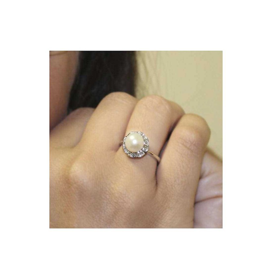 Joyer A Con Diamantes Joya36 | Anillo En Oro Blanco, Perla Y Diamantes