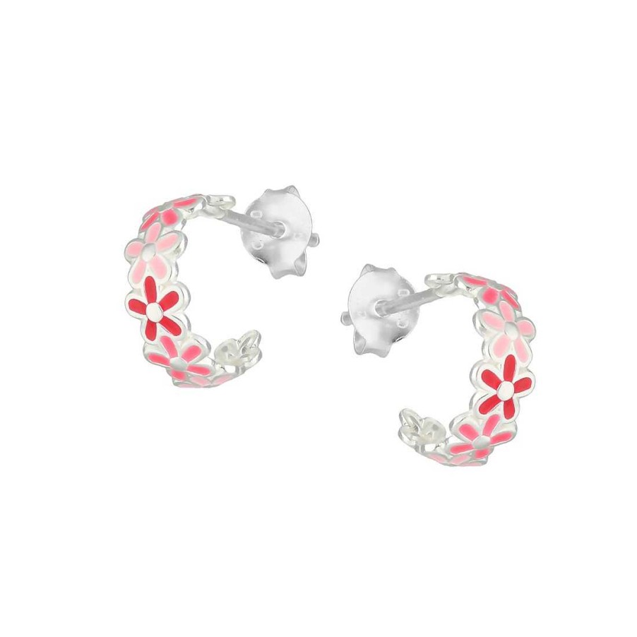 Joyer A En Plata Joya36 | Pendientes Infantiles En Plata Flores Rosa