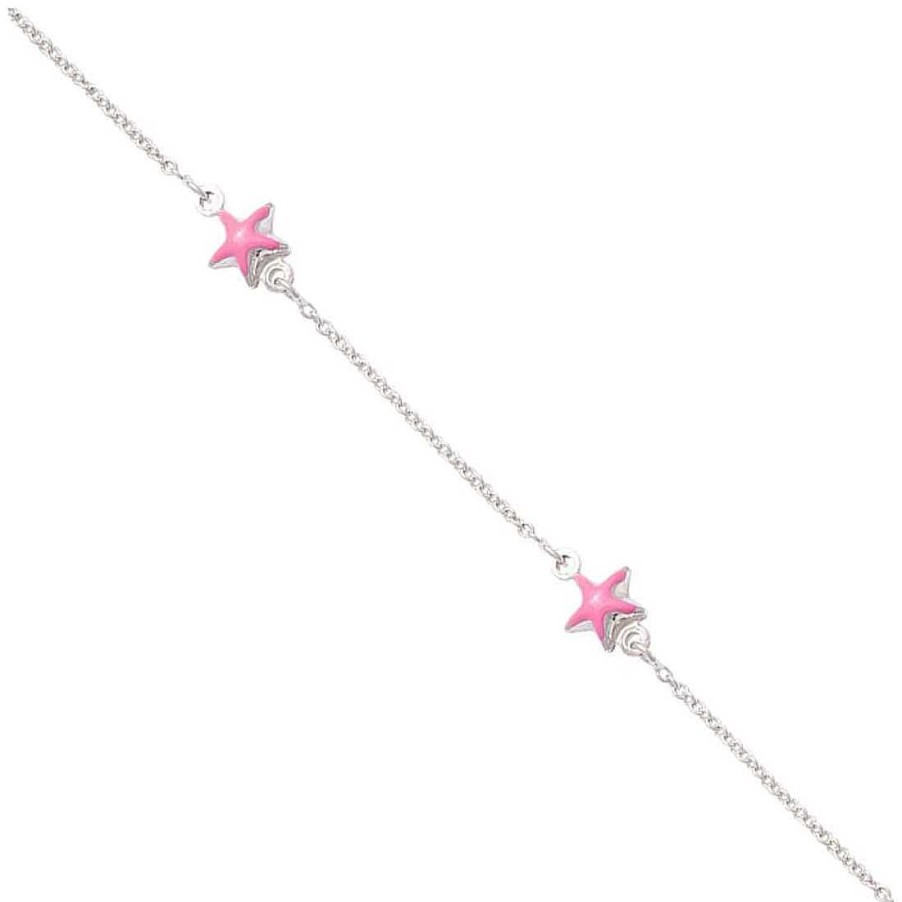 Joyas Infantiles Joya36 | Pulsera En Plata Con Estrellas Rosas