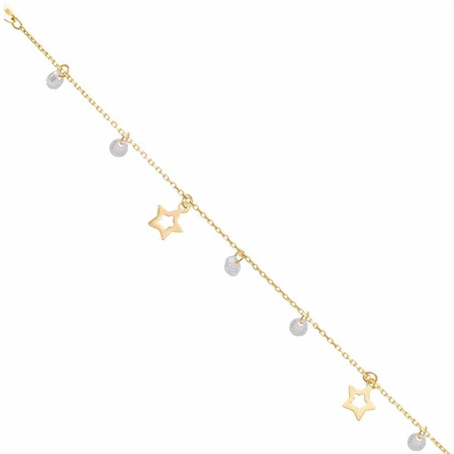 Joyer A En Oro Joya36 | Pulsera De Estrellas Y Circonitas