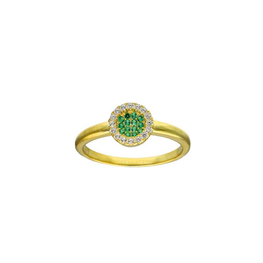 Joyer A En Plata Joya36 | Anillo En Plata Dorada Circonitas Verdes