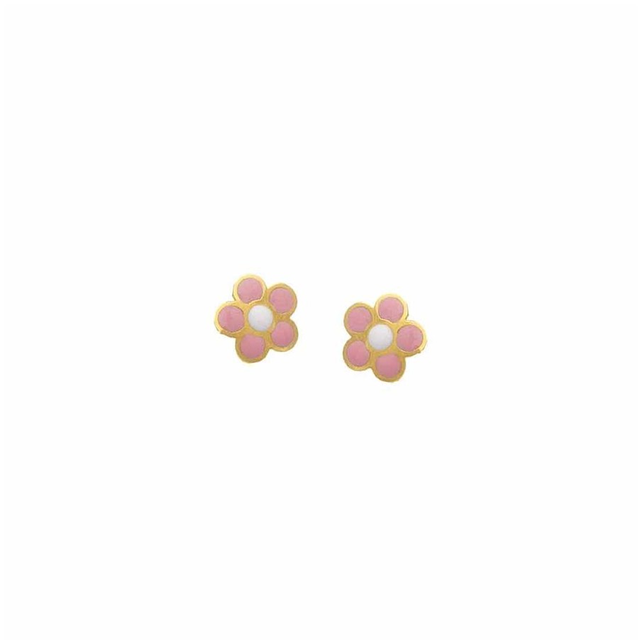 Joyas Infantiles Joya36 | Pendientes En Oro Flor Rosa