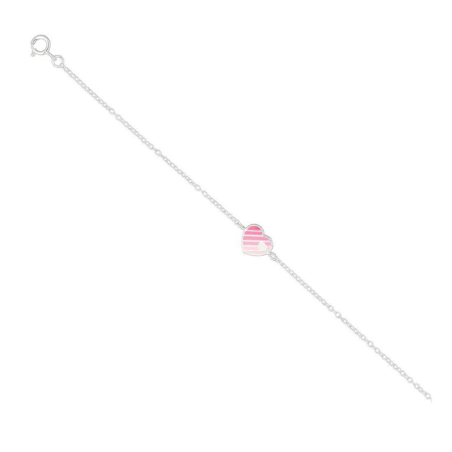 Joyer A En Plata Joya36 | Pulsera Infantil En Plata Coraz N